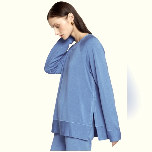 Stateside Softest Fleece Raglan Side Slit Sweatshirt in Club Blue Size XS - Picture 2 of 11